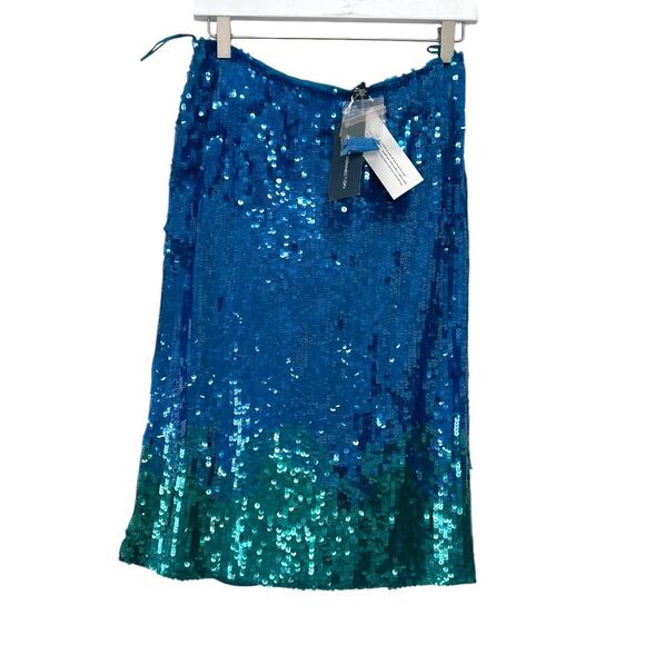 NWT French Connection Blue Green Ombre Sequin Pencil Skirt Size 6 - Picture 5 of 12